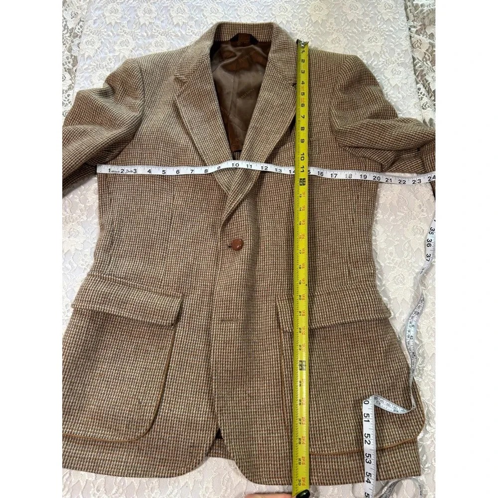 Vintage Pendleton Brown Houndstooth 100% Virgin Wool Blazer Mens 40 Sport Coat
